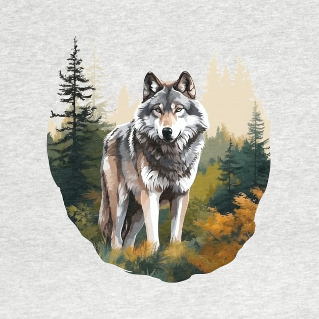 Watercolor Wolf by zooleisurelife